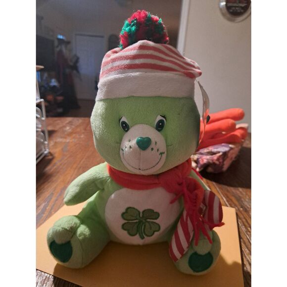 Vintage 2005/2006 Care Bears Good Luck Bear 13in Holiday Plush Candy Cane - Picture 1 of 10